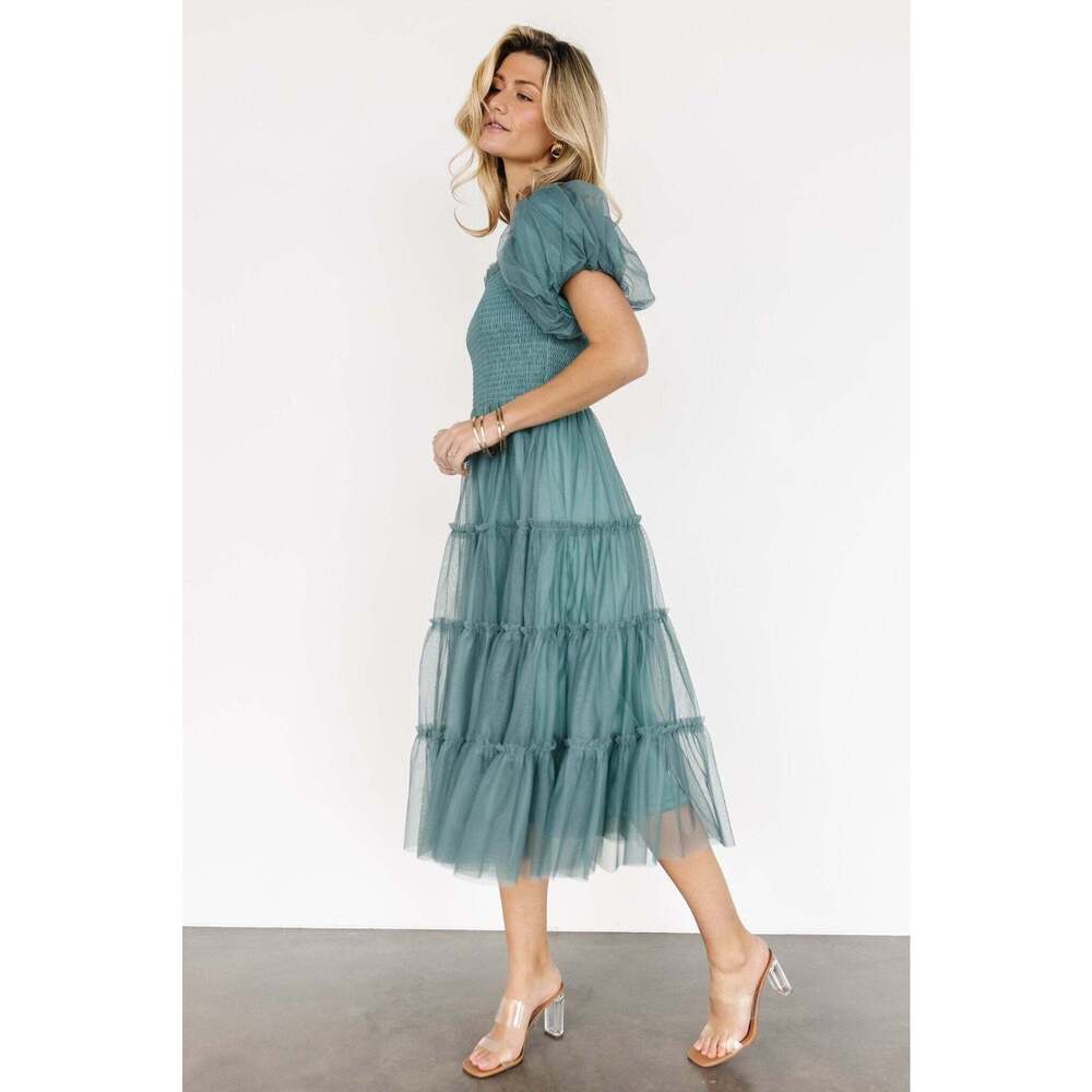Baltic Born Liv Tulle Midi Dress | Eucalyptus Size L - Picture 3 of 5